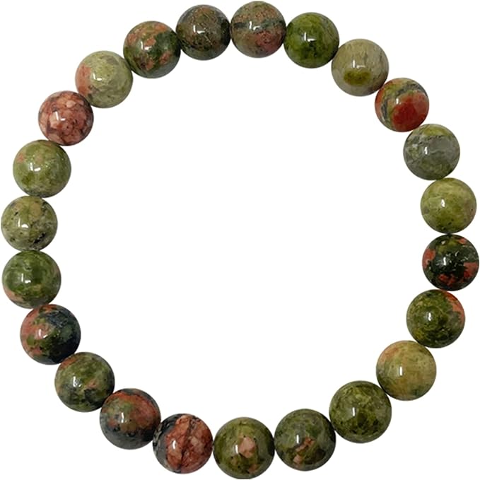 Bracelet Pierre Naturelle Unakite Élastique Bracelet Homme et Femme