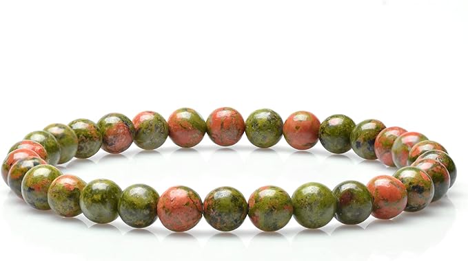 Bracelet Pierre Naturelle Unakite Élastique Bracelet Homme et Femme