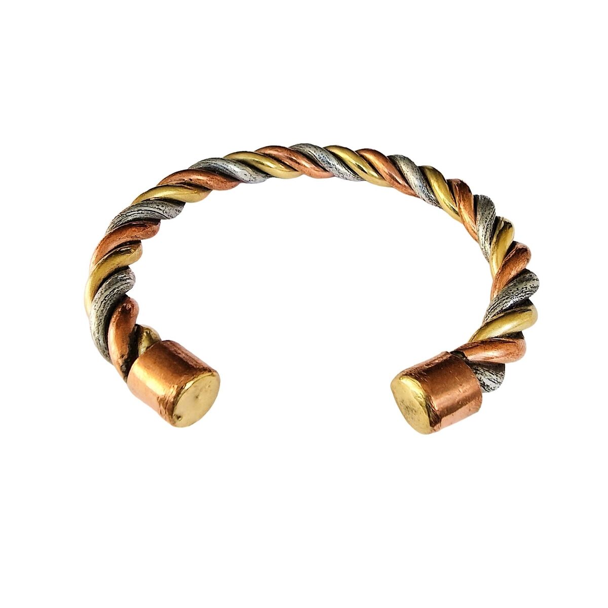 Bracelet Cuivre Laiton Métal Argenté - circulation des énergies.