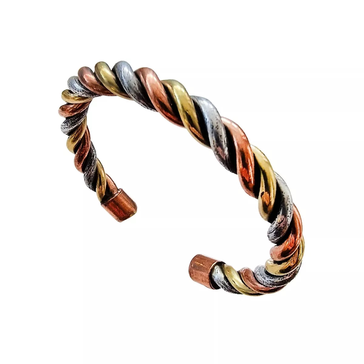 Bracelet Cuivre Laiton Métal Argenté - circulation des énergies.