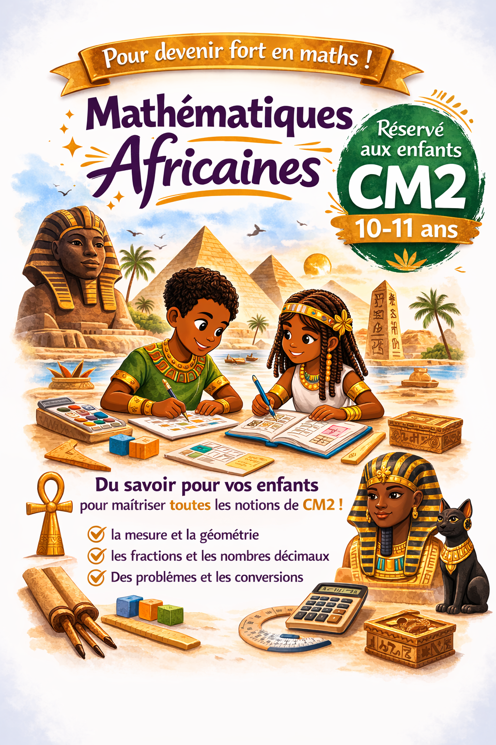Mon cahier de mathématiques africaines – CM2 10-11 ans | Conforme au programme scolaire | Numération, calcul, division, fractions, décimaux, problèmes, mesures et géométrie
