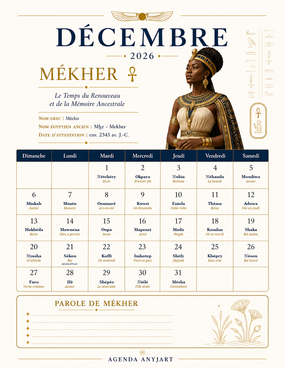 Calendrier Kamite - An 12102