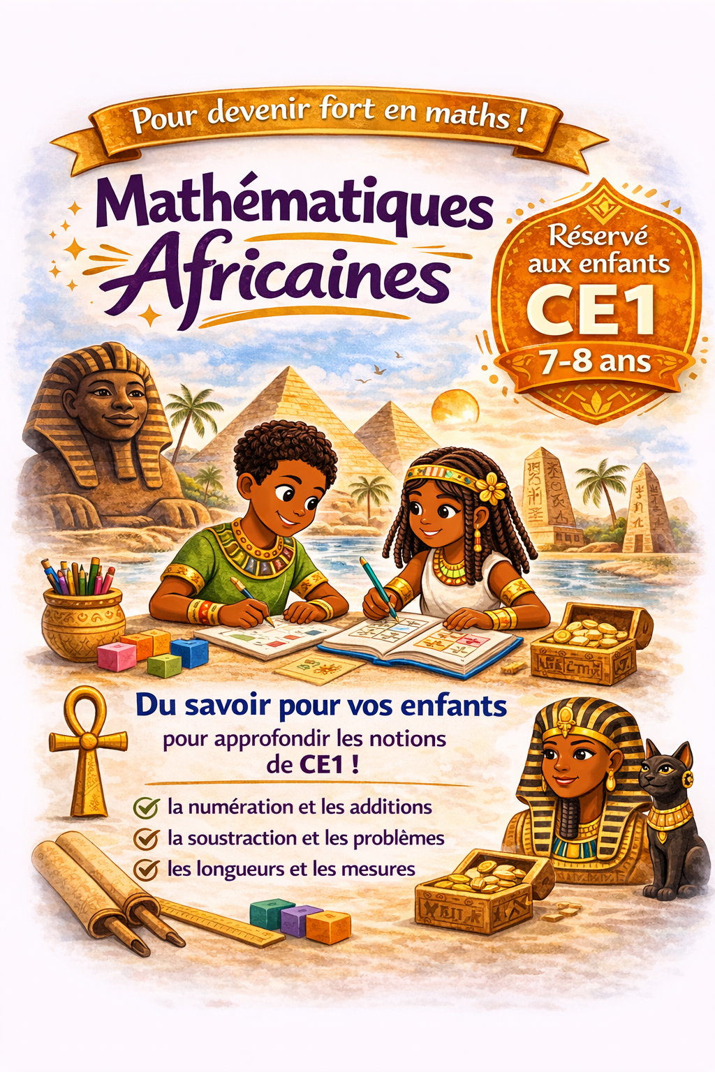 Mon cahier de mathématiques africaines – CE1 7-8 ans | Conforme au programme scolaire | Calcul, problèmes, mesures et géométrie