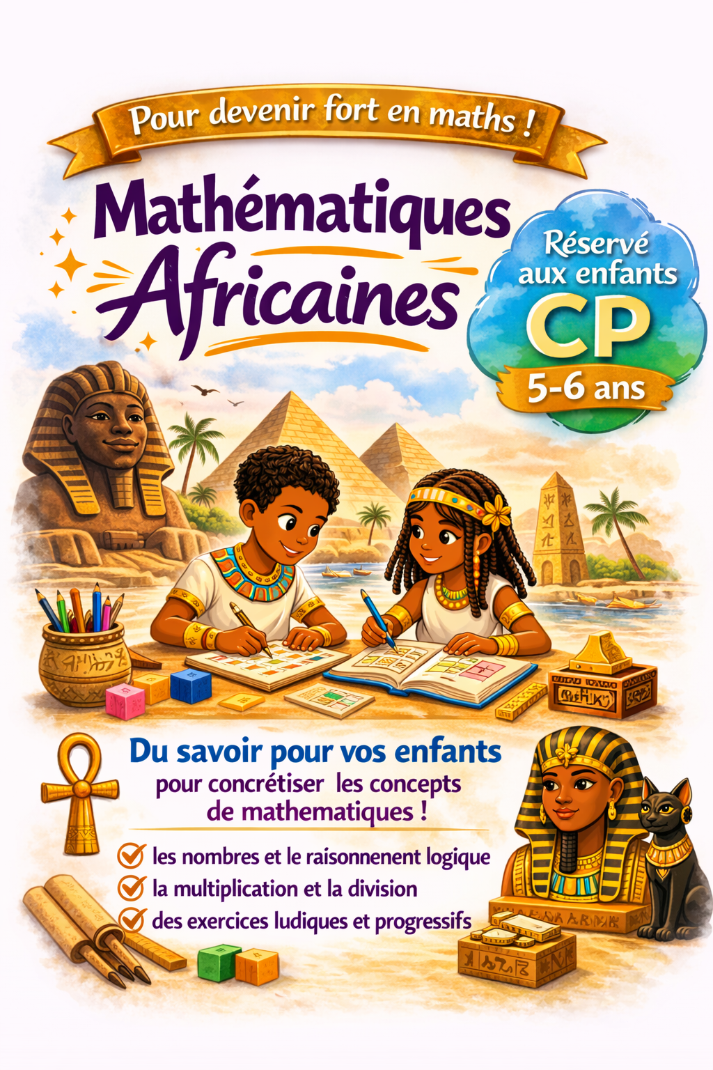 Mon cahier de mathématiques africaines – CP 6-7 ans | Conforme au programme scolaire | Numération, calcul mental, problèmes et géométrie