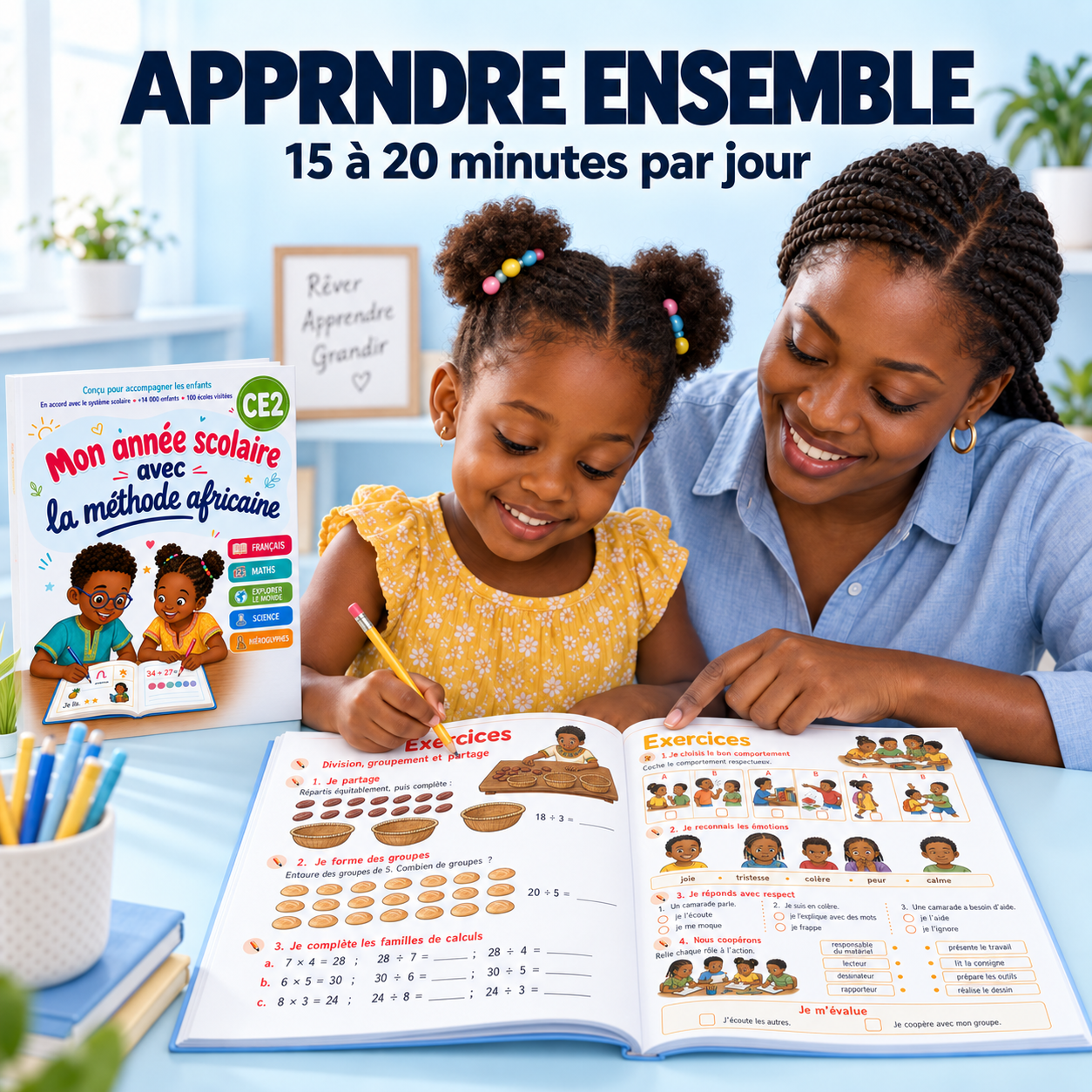 Parent et enfant apprennent ensemble avec le cahier CE2