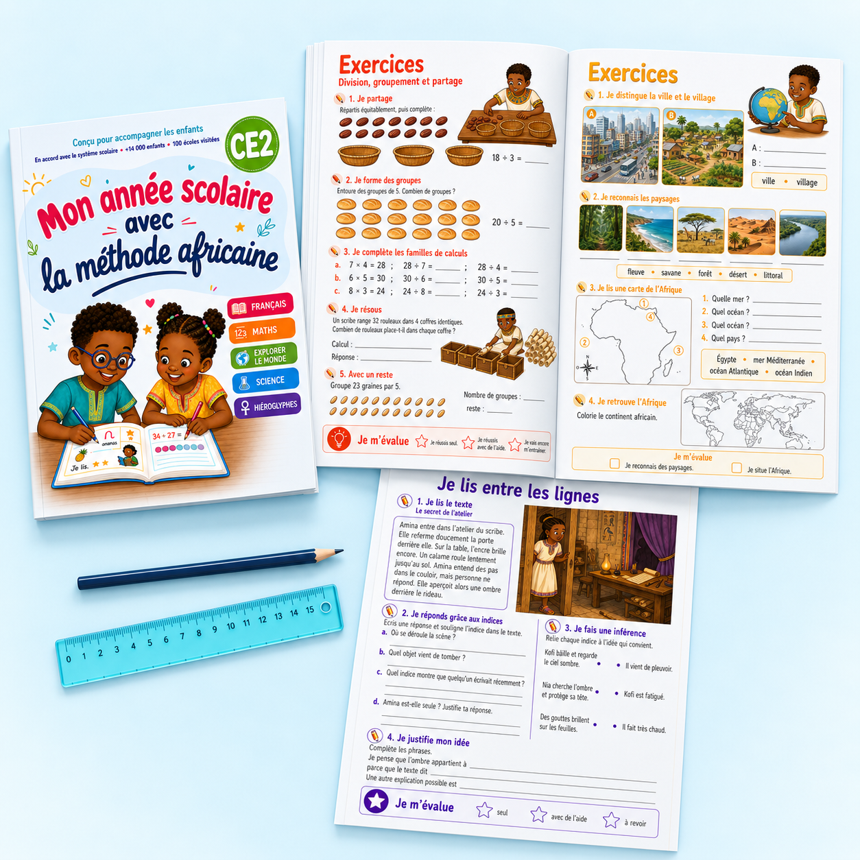 Exemples de pages intérieures du livre CE2