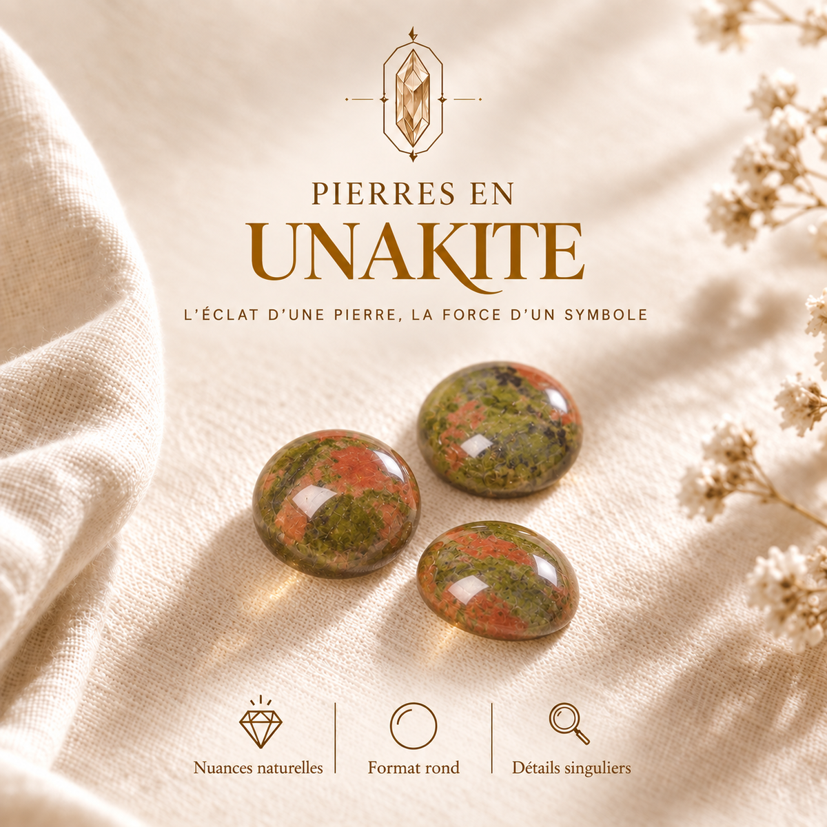 Cabochons Unakite 12 mm